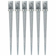 Ground Spikes 6 pcs Silver 8x8x91 cm Galvanised Steel