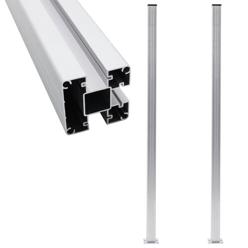 vidaXL 2x Fence Posts Aluminium 185cm Post Stake with Cap Support Holder Rail