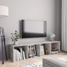 vidaXL Book Cabinet/TV Cabinet Concrete Grey Media Stand Display Wall Shelf