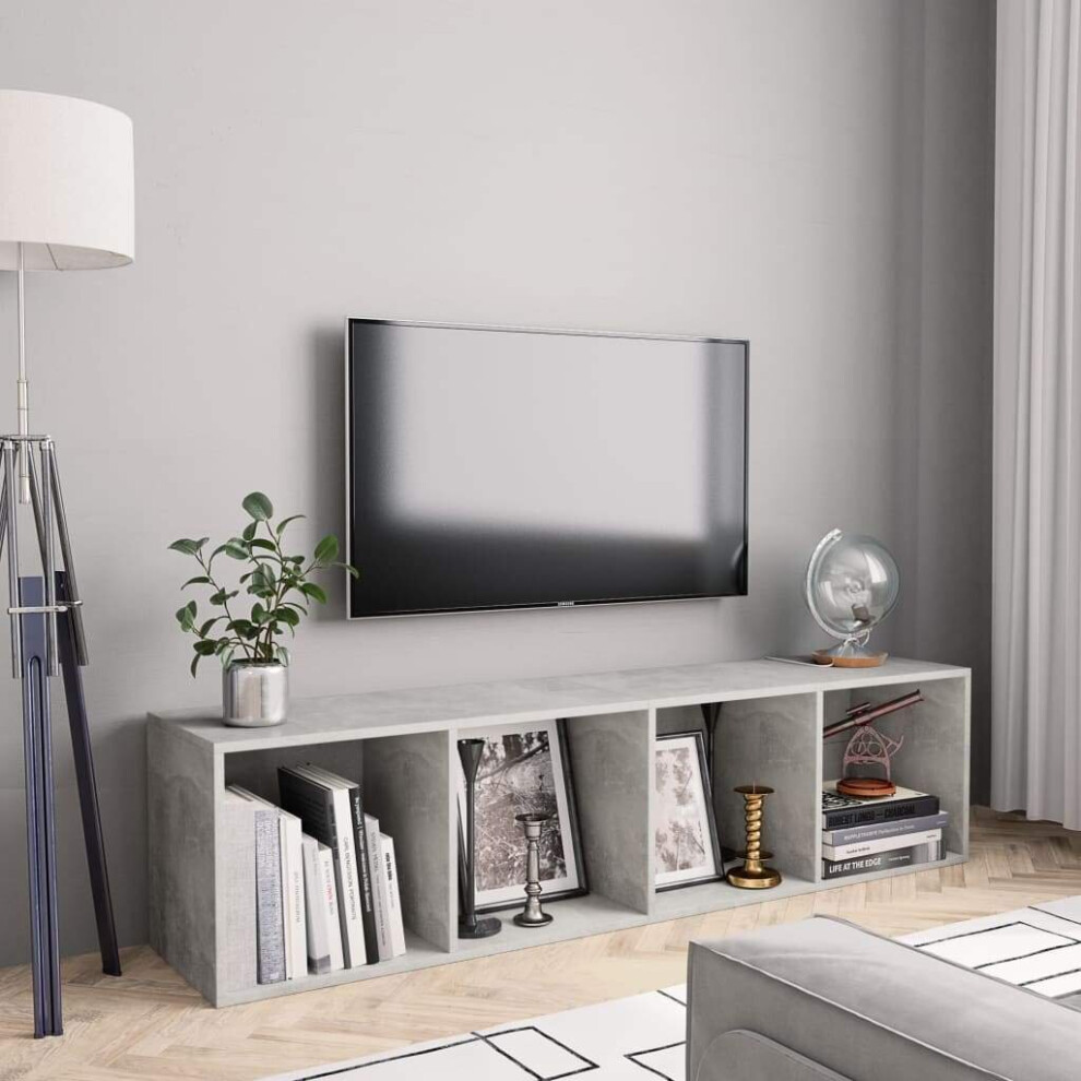 vidaXL Book Cabinet/TV Cabinet Concrete Grey Media Stand Display Wall Shelf