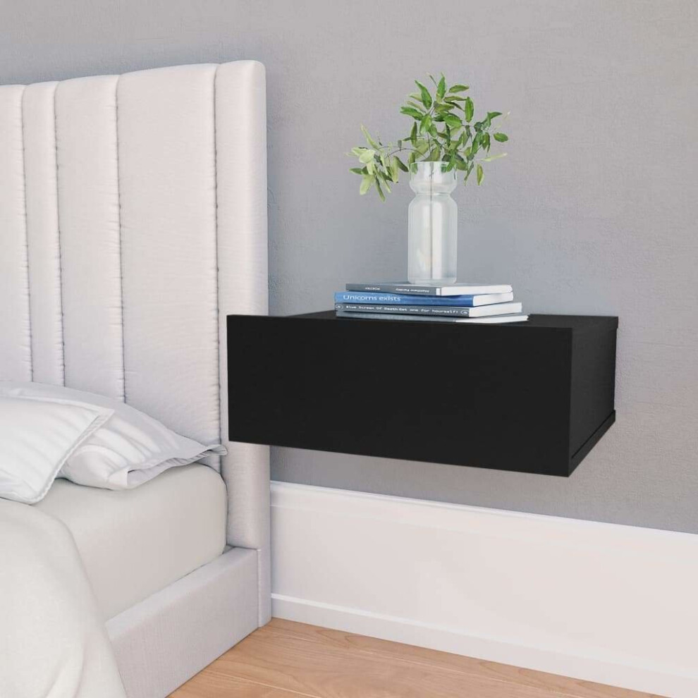 Floating Nightstands 2 pcs Black 40x30x15 cm Chipboard