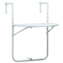 vidaXL Hanging Balcony Table White 60cm Plastic Rattan Look Patio Plant Stand