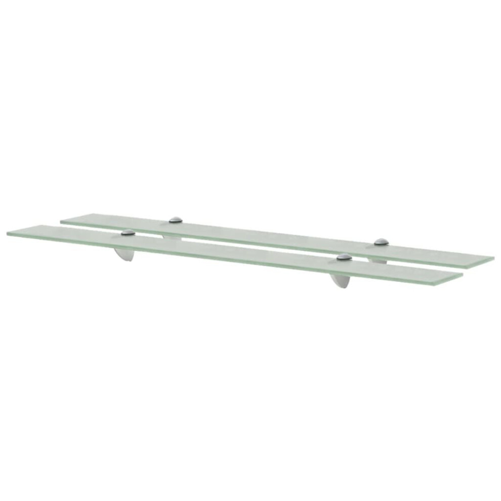 Vidaxl 2X Floating Shelves Glass 90X10cm 8Mm Wall Mounted Shelf Display Stand
