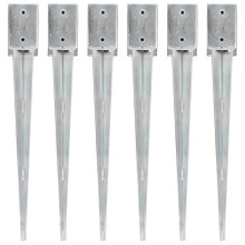 Ground Spikes 6 pcs Silver 9x9x75 cm Galvanised Steel