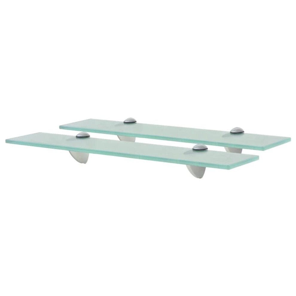 Vidaxl 2X Floating Shelves Glass 50X20cm 8Mm Wall Mounted Shelf Display Stand 8719883873589