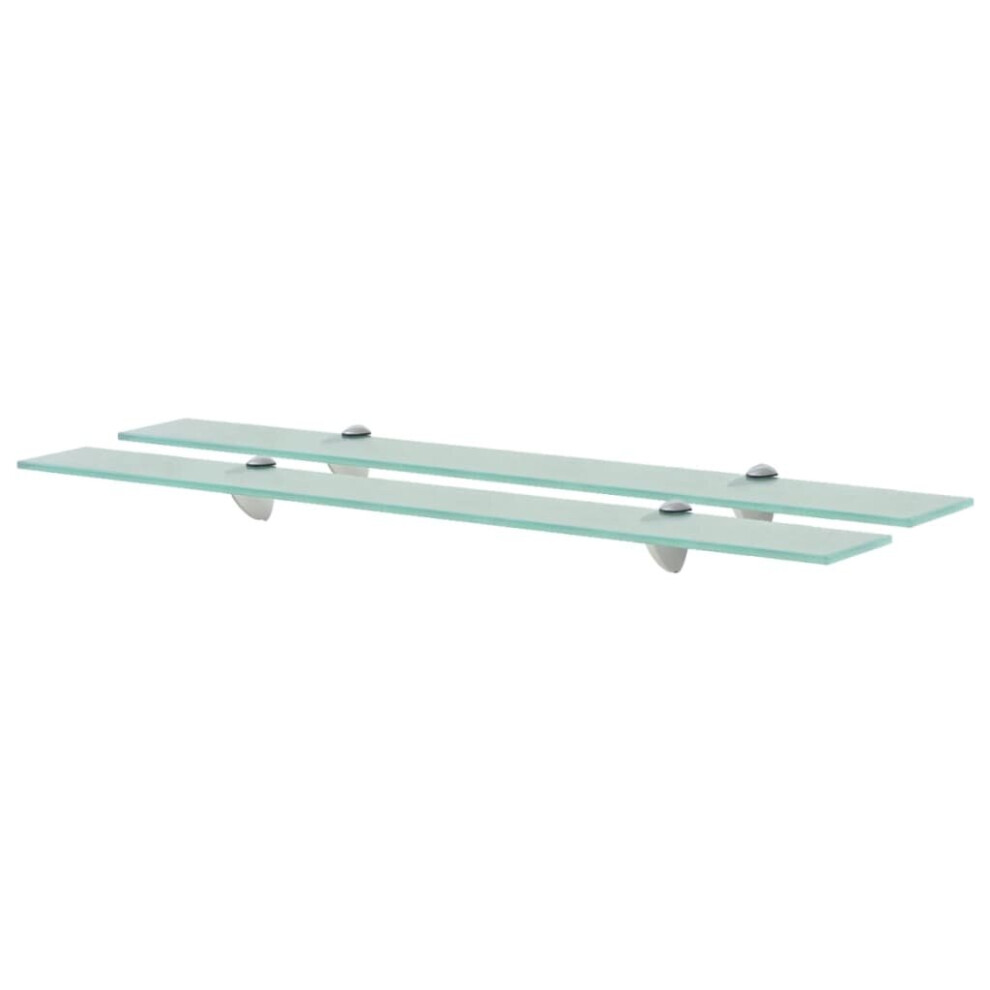Vidaxl 2X Floating Shelves Glass 80X20cm 8Mm Wall Mounted Shelf Display Stand 8719883873619