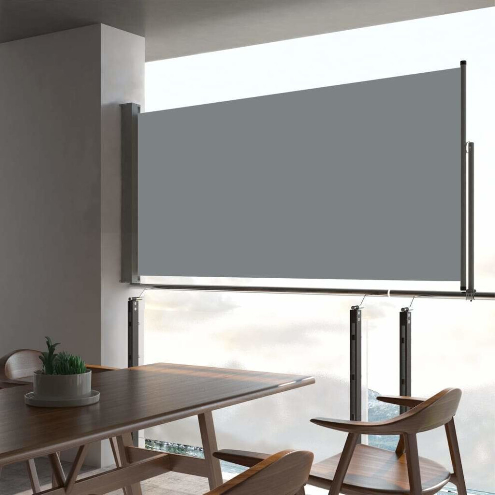 vidaXL Patio Retractable Side Awning 80x300cm Grey Privacy Screen Blind Shade