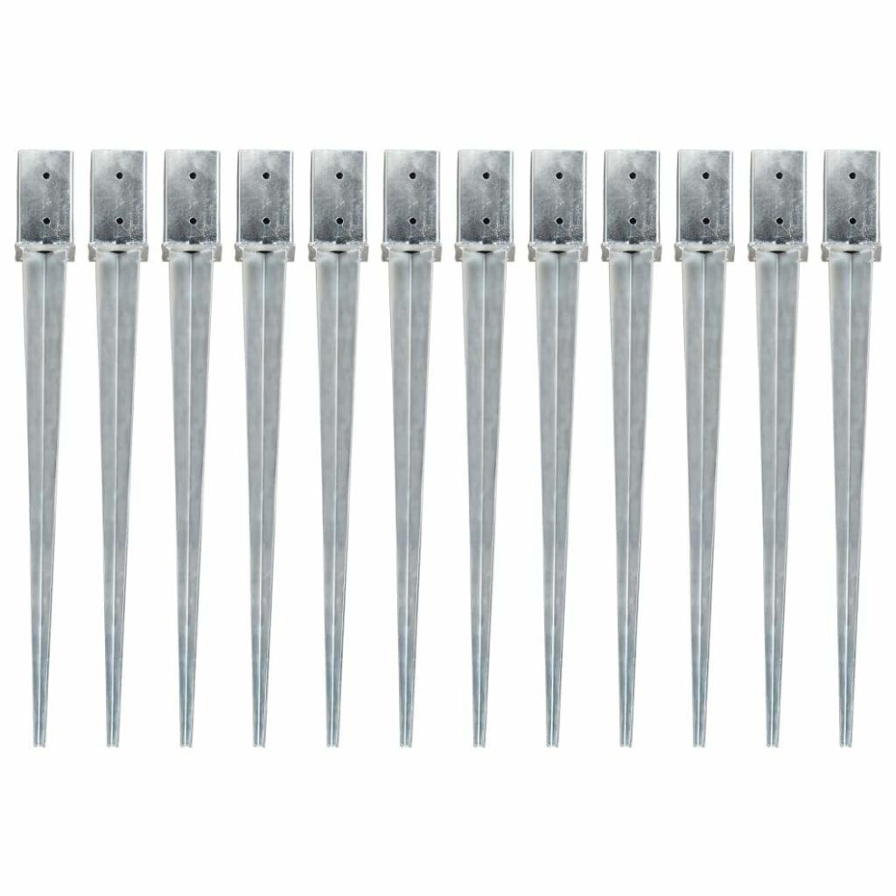 Simply Chosen 4U Silver Vidaxl 12X Ground Spikes Galvanised Steel Garden Outdoor Soil Spear