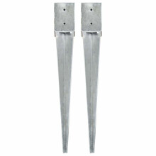 vidaXL 2x Ground Spike Silver Galvanised Steel Soil Spear Outdoor Garden Arch