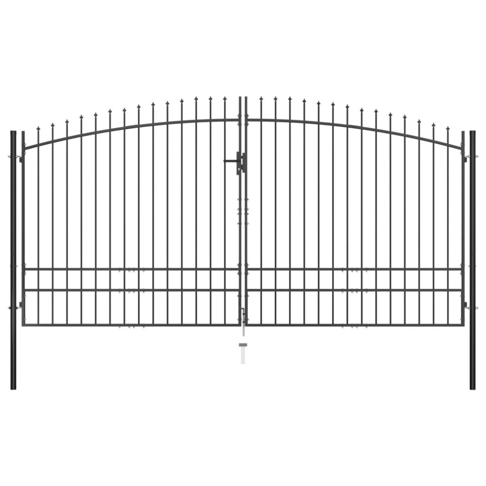 Simply Chosen 4U Vidaxl Double Door Fence Gate With Spear Top Garden Barrier Backyard Entryway