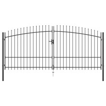 vidaXL Double Door Fence Gate with Spear Top Patio Garden Backyard Entryway