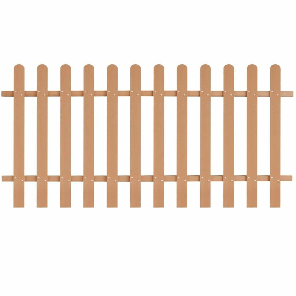 vidaXL WPC Picket Fence 200x100 cm Brown Outdoor Barrier Border Palisade