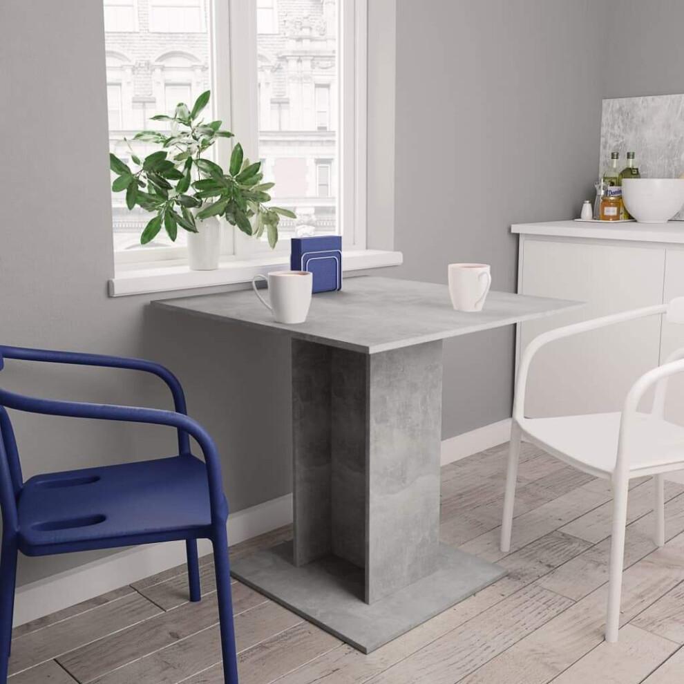 Dining Table Concrete Grey 80x80x75 cm Chipboard