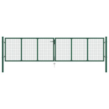 vidaXL Maschen-Gartentor aus Stahl 400 x 75 cm Grün