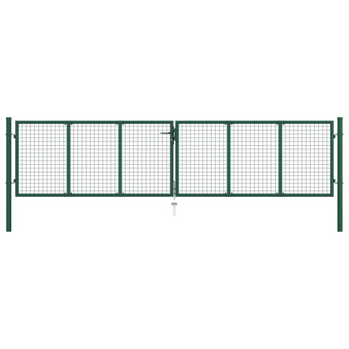 vidaXL Maschen-Gartentor aus Stahl 400 x 75 cm Grün