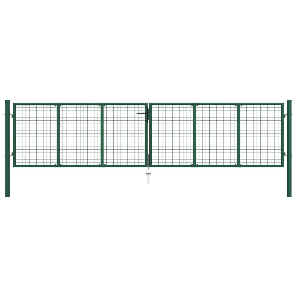 Vidaxl Mesh Garden Gate Steel Green Outdoor Backyard Barrier Driveway Door 8719883769134