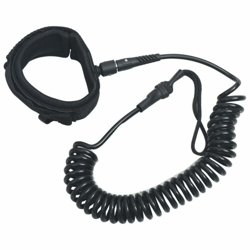 vidaXL SUP Coiled Leash Black 10inch Comfortable Durable Safe Ankle Leash