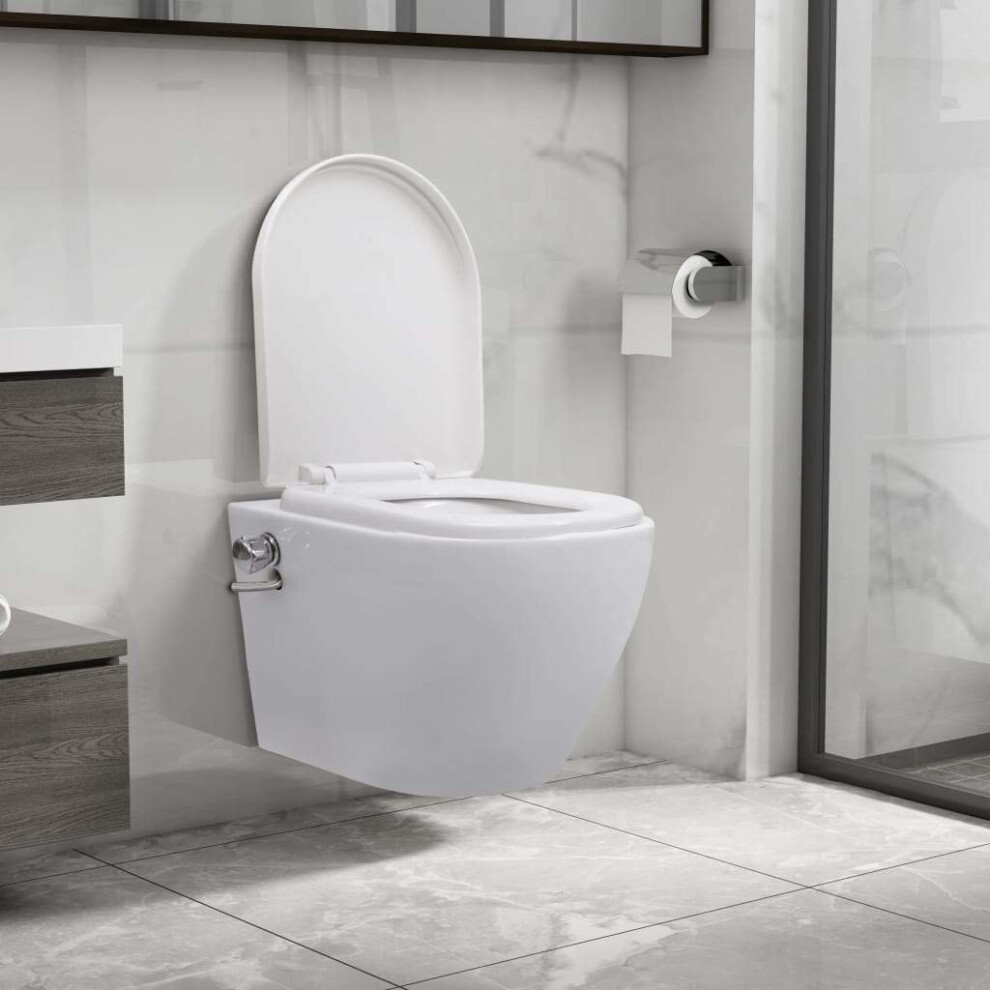 Vidaxl Wall Hung Rimless Toilet With Bidet Function Ceramic White Sleek Toilet 8719883856070