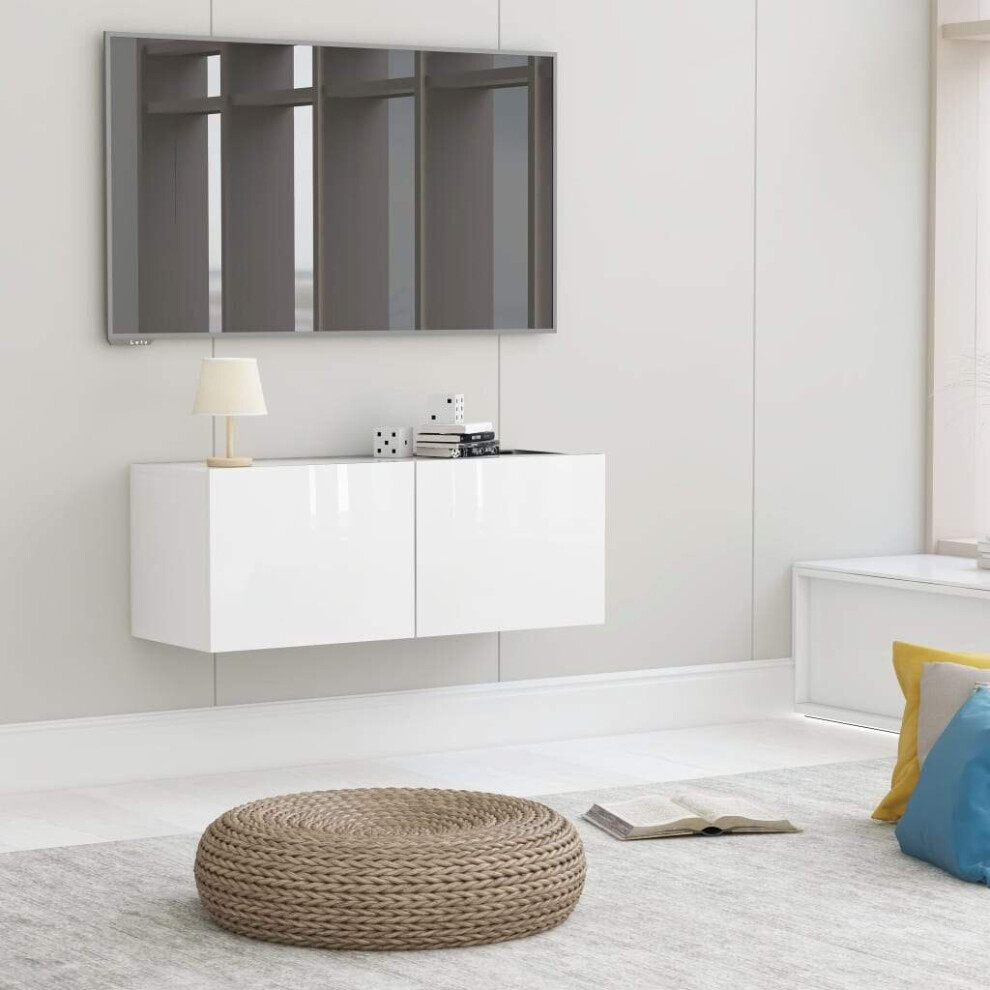 TV Cabinet High Gloss White 80x30x30 cm Chipboard