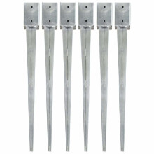 Ground Spikes 6 pcs Silver 9x9x90 cm Galvanised Steel