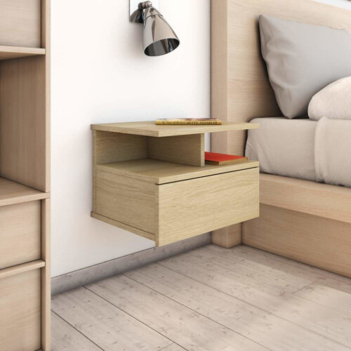 VidaXL vidaXL 2x Floating Nightstand Sonoma Oak Engineered Wood Wall Bedside Table