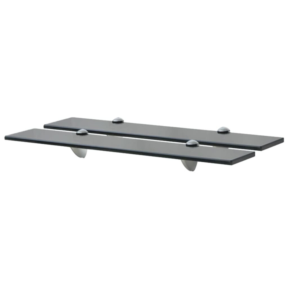 Vidaxl 2X Floating Shelves Glass 60X20cm 8Mm Wall Mounted Shelf Display Stand