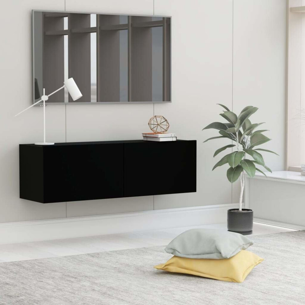 vidaXL TV Cabinet Black 100x30x30cm Chipboard TV Hifi Stand Stereo Cabinet