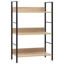 vidaXL hylde med 3 hylder egetræsfinish 60 x 27,6 x 90,5 cm spånplade
