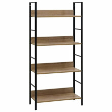vidaXL hylde med 4 hylder egetræsfinish 60 x 27,6 x 124,5 cm spånplade