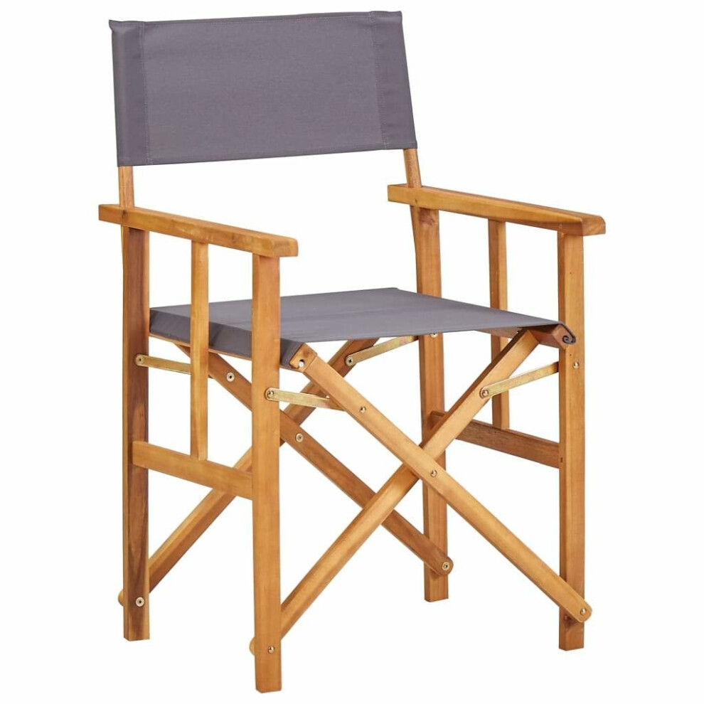 vidaXL Solid Acacia Wood Director's Chair Brown and Dark Grey Folding Chair