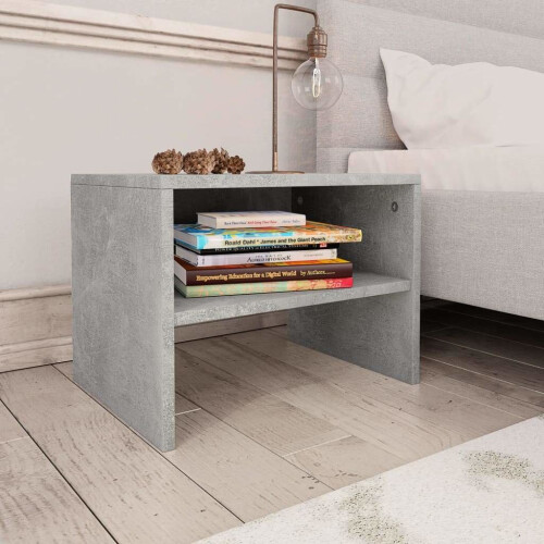 vidaXL Bedside Cabinet Concrete Grey Engineered Wood Home Indoor Nightstand