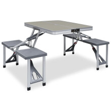 vidaXL foldbart campingbord med 4 sæder, stål, aluminium