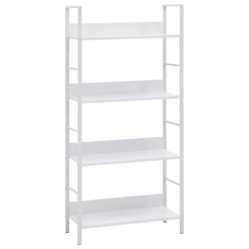 vidaXL 4-Layer Book Shelf White Engineered Wood Standing Shelf Book Cabinet