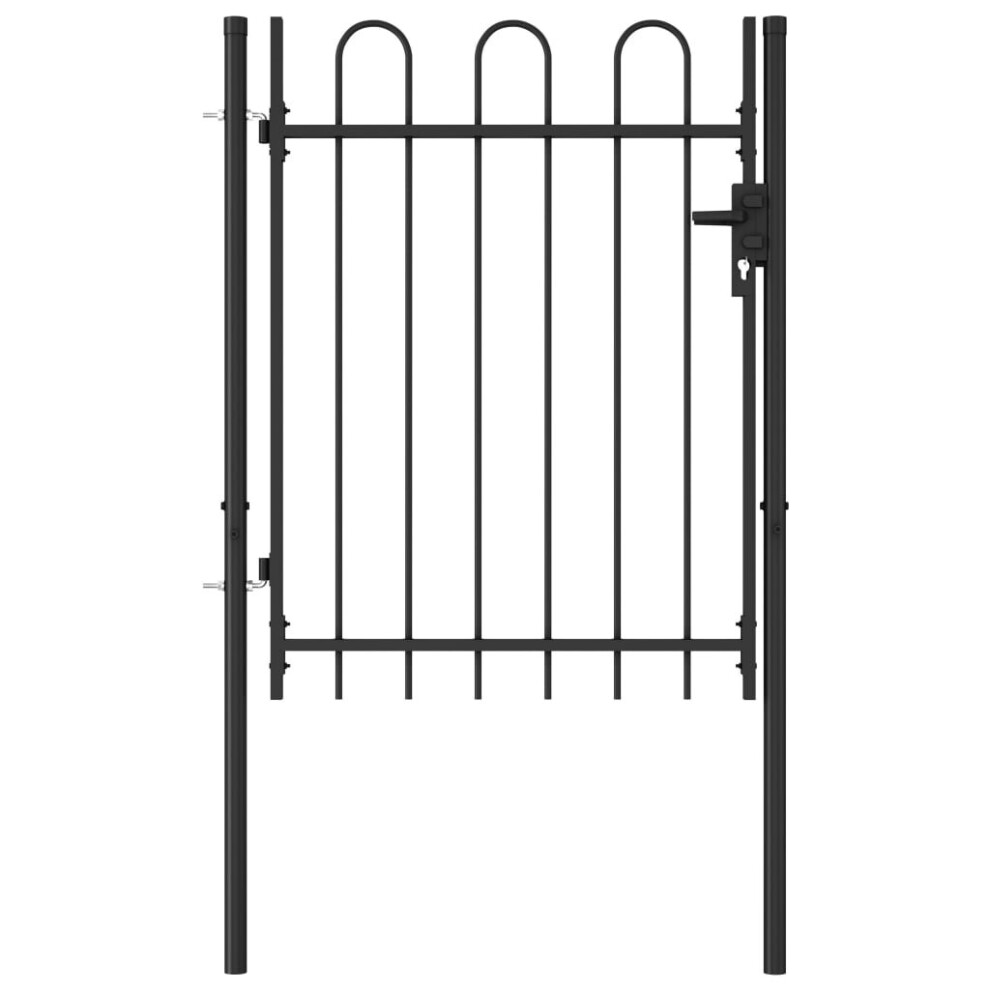 Vidaxl Fence Gate Single Door With Arched Top Steel 1X1.2m Black Patio Barrier 8719883769493