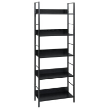 vidaXL 5-Layer Book Shelf Black Engineered Wood Standing Shelf Book Cabinet