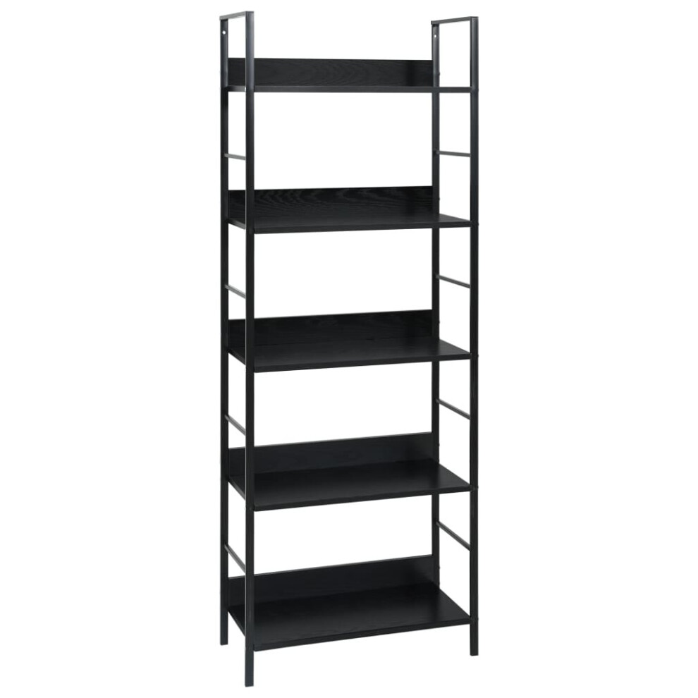 Vidaxl 5-Layer Book Shelf Black Engineered Wood Standing Shelf Book Cabinet