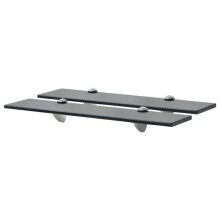 vidaXL 2x Floating Shelves Glass 50x20cm 8mm Wall Mounted Shelf Display Stand