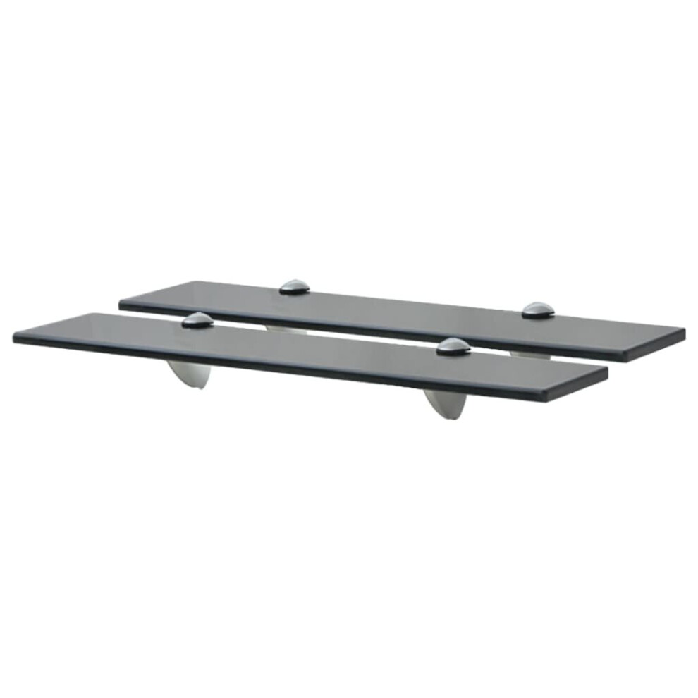 Vidaxl 2X Floating Shelves Glass 50X20cm 8Mm Wall Mounted Shelf Display Stand 8719883873664