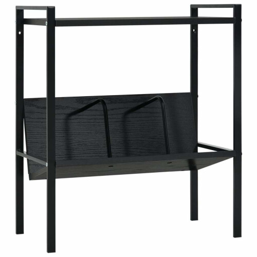 vidaXL 2-Layer Book Shelf Black Engineered Wood Standing Shelf Storage Rack
