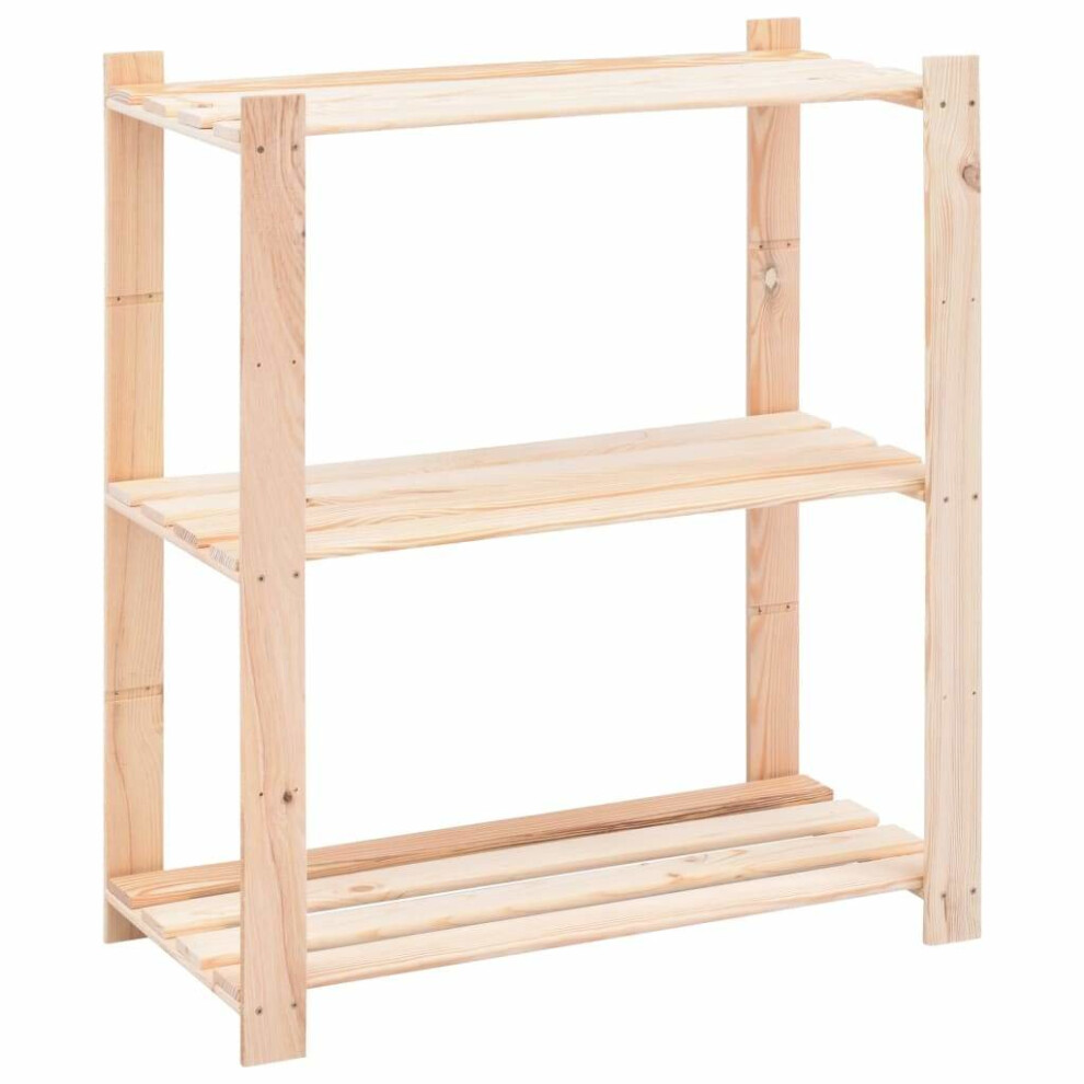 vidaXL Solid Pinewood 3-Tier Storage Rack 80x38x90cm 150kg Organiser Unit