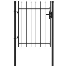 vidaXL Zauntor Einzelflügel mit Speerspitzen Stahl 1 x 1,2 m Schwarz