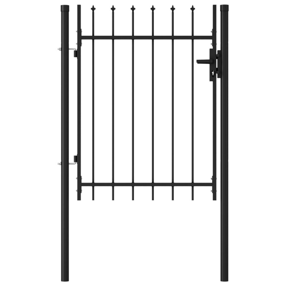 Vidaxl Fence Gate Single Door With Spike Top Steel 1X1.2m Black Garden Barrier 8719883769523