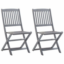 vidaXL 2x Solid Acacia Wood Folding Outdoor Chairs Garden Dining Furniture