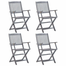 vidaXL 4x Solid Acacia Wood Folding Outdoor Chairs Garden Balcony Patio Seat