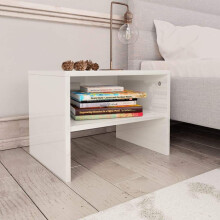 vidaXL 2x Bedside Cabinets High Gloss White Engineered Wood Table Nightstand