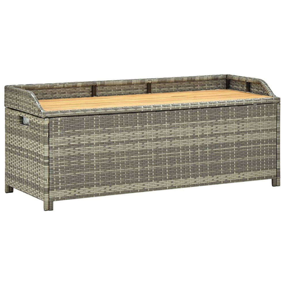 Vidaxl Garden Storage Bench Poly Rattan Grey Outdoor Garden Cushion Boxes