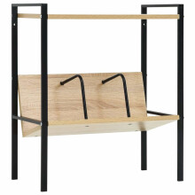 vidaXL 2-Layer Book Shelf Black and Oak Engineered Wood Storage Rack Shelf