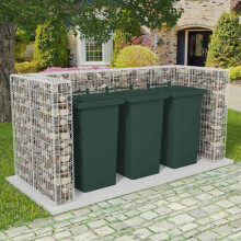 vidaXL Gabion Triple Wheelie Bin Surround Steel 250x100x120cm Shed Surround