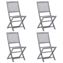 vidaXL 4x Solid Acacia Wood Folding Outdoor Chairs Garden Balcony Patio Seat