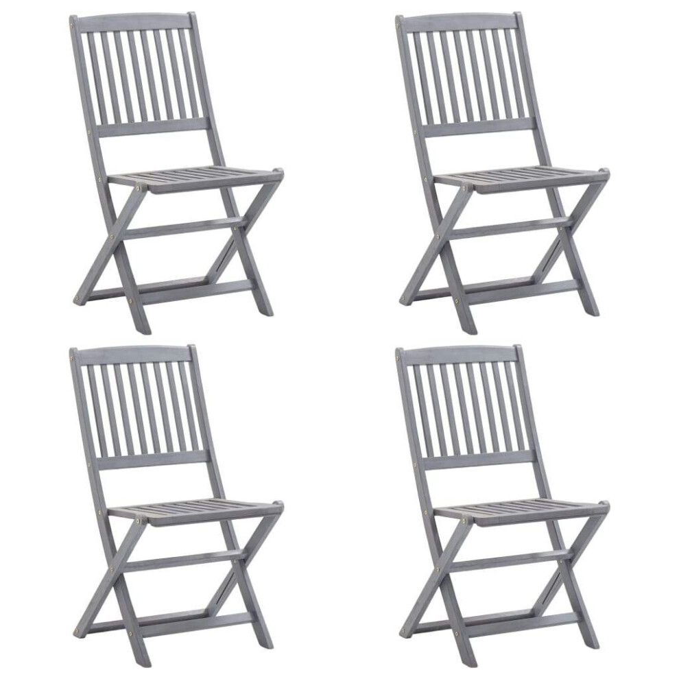 Vidaxl 4X Solid Acacia Wood Folding Outdoor Chairs Garden Balcony Patio Seat